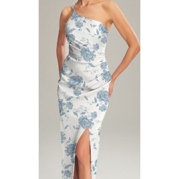 AW BRIDAL 6 S dusty blue peonies Regina wedding formal party maxi dress NEW B134 - Picture 1 of 9